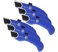 Westcott Cortador de seguridad resistente, 6 piezas, cuchillo utilitario con hoja trapezoidal de 19 mm, incluye 5 cuchillas de repuesto, hoja trasera con resorte para máxima seguridad, mango