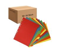 Westcott E-1733312 00 - Separadores para carpetas DIN A4 (10 unidades, 10 colores en 5 colores, 160 g/m², con perforación europea)