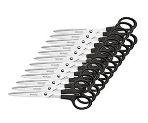 Westcott E-31170 00 - Tijera, cuchillas inoxidables, mango de plástico en color rojo, 18 cm, 12 unidades