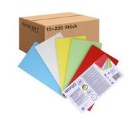 Westcott E-733323 00 tarjetas de moderación, 200 unidades, mezcla de colores intensos (15 unidades) | Fichas robustas de 190 gr/m² | formato 10,5 x 20 cm ideal para maletines de moderación, talleres