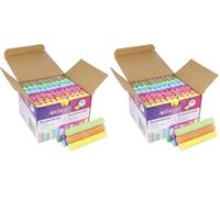 Westcott E-744987 00 - Tizas de 100 unidades, multicolor, 1,2 cm, en colores brillantes, sin polvo y fácil de limpiar, 8,5 cm de largo (Paquete de 2)