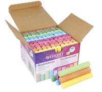 Westcott E-744987 00 - Tizas de 100 unidades, multicolor, 1,2 cm, en colores brillantes, sin polvo y fácil de limpiar, 8,5 cm de largo