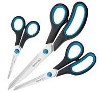 Westcott Easy Grip - Set de tijeras, 3 unidades, color azul/negro