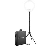 Westcott Kit de anillo de luz LED bicolor de 18 pulgadas con baterías y soporte, iluminación continua de estudio profesional para fotografía, videoconferencia, salones de peluquería y maquillaje,