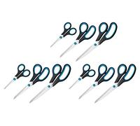 Westcott N-90027 00-I - Lote de 9 tijeras con mango ergonómico (inoxidables, 13/21/25 cm), color azul y negro