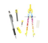 Westcott Set de compases Colour Bubbles | 6 piezas con compás de ajuste rápido, minas de recambio, sacapuntas, portaminas HB con 12 minas incluidas y goma de borrar | E-711420 00