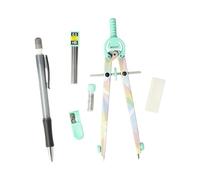Westcott Set de compases Graphic Pastel | 6 piezas con compás de ajuste rápido, minas de recambio, sacapuntas, portaminas HB con 12 minas incluidas y goma de borrar | E-711421 00