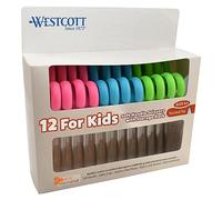 Westcott Tijeras de mango suave para niños con protección antimicrobiana, colores surtidos, punta de 5 pulgadas, paquete de 12 (14874)