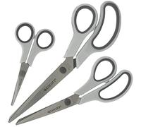 Westcott Tijeras Easy Grip 3 piezas gris | Juego de 3 tijeras universales con agarre cómodo | Hoja de acero inoxidable extra afilada y duradera | Tijeras para manualidades, hogar y oficina | N-90030