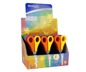 Westcott Tijeras para niños, 30 unidades en caja expositora | Tijeras con escala integrada de 5 cm | Tijeras escolares y para manualidades, 13 cm (5"), ideales para manos infantiles | E-2151S