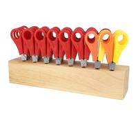 Westcott 112TIDYC - Juego de 36 tijeras para niños en soporte de madera (24 para diestros y 12 para zurdos), colores surtidos
