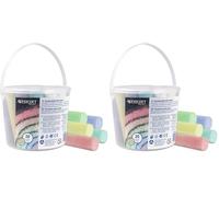 Westcott tizas pastel de carretera | 20 tizas de colores para niños en un práctico cubo para transportar | fácilmente lavables | aptas para asfalto, pizarras o piedra | E-744985 00 (Paquete de 2)