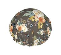 Western Autumn More Florals Taupe Gorro de ducha impermeable, Gorro de baño elástico Gorro de baño de protección ambiental Gorros de baño para el cabello, Capas impermeables dobles Gorro de ducha de