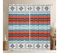 Western Aztec - Cortinas opacas de 66 x 90 pulgadas para sala de estar, cortinas geométricas étnicas con ojales para dormitorio, estilo navajo, cortinas de ventana con rayas azules y naranjas, 2