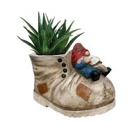 Western Boot Plant Pot - Resin 18.2x10.5x11.5cm | Cowboy Planter, GNOME Style Flower Container, Drainage Hole Plant Pot, Rustic Garden Decor | Indoor Outdoor Decor