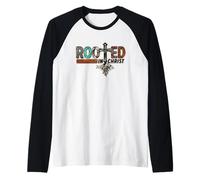 Western Christian Cross Design For Girls Rooted In Christ Camiseta Manga Raglan