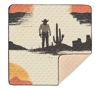Western Cowboy - Alfombra de juego para actividades de bebé, diseño de botas de cactus, pistola, espolones, desierto, brillante, suave, gruesa, para el suelo, lavable, para bebés pequeños, 50 x 50