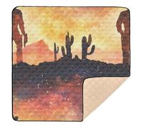 Western Cowboy - Alfombrilla de juego antideslizante grande y antideslizante con botas de cactus, pistola, espolones, desierto, grande, antideslizante, para bebés, bebés, niños pequeños, 50 x 50