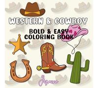 Western & Cowboy Bold and Easy Mini Coloring Book for Travel (6" x 6"): Stress Relief for adults, teens and kids