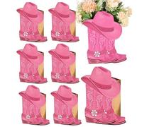 Western Cowboy Boot Flower Boxes Set Of 8 | Paper, 12x20x25cm, Brown Or Pink | Party Favor Centerpiece | Rustic Decor For Birthday, Shower, Wedding