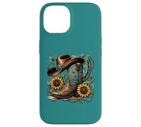 Western Cowboy Boot Herradura Girasol Cuerda Cowgirl Boot Carcasa para iPhone 14