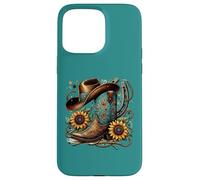 Western Cowboy Boot Herradura Girasol Cuerda Cowgirl Boot Carcasa para iPhone 15 Pro MAX