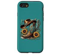 Western Cowboy Boot Herradura Girasol Cuerda Cowgirl Boot Carcasa para iPhone SE (2020) / 7/8