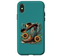 Western Cowboy Boot Herradura Girasol Cuerda Cowgirl Boot Carcasa para iPhone X/XS