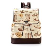 Western Cowboy Boots and Hats in Desert - Mini mochila de piel sintética para mujer, mochila escolar, Multicolor 01, 27x12.3x32cm