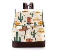 Western Cowboy Boots and Hats in Desert - Mini mochila de piel sintética para mujer, mochila escolar, Multicolor 03, 27x12.3x32cm