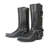 Western Cowboy Boots - Botas Hombre Square Toe - Medieval PU Leather Low Heel Mid Tube Knights Boots para Cosplay,Negro,41