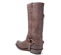 Western Cowboy Boots Hombres Boots Square Toe PU Leather Boots Vintage Leather Steampunk Knight Shoes Tacón bajo Mid Tube Rider Horse Motorcycle Boots for Cos Props,Gris,39