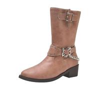 Western Cowboy - Botas de equitación para hombre, botas de pantorrilla ancha, botas de motocicleta Fastion, botas de bolsillo para mujer, Amarillo, 40 EU