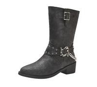 Western Cowboy - Botas de equitación para hombre, botas de pantorrilla ancha, botas de motocicleta Fastion, botas de bolsillo para mujer, Black, 36 EU