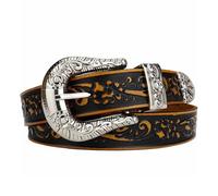 Western-Cowboy-Cinturones De Cuero Para Mujeres Y Hombres Cinturones Occidentales De Cuero Vintage Con Hebilla Grabado Para Jeans Pantalones Vestidos,A yellow,105CM/41.3''