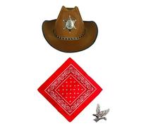 Western Cowboy Costume Accessories Set, Accesorio de Disfraz Sombrero de Vaquero Bandana, Bandana Flying Eagle Pin, Disfraz de Vaquero Occidental, Aplicar para Fiesta de Halloween Dress Up