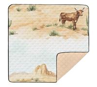 Western Cowboy Cow Cactus Vast Desert - Alfombra de juego antideslizante grande para bebés para interiores y exteriores, 1 pieza, alfombra de actividades para bebés, niños pequeños, 50 x 50 pulgadas