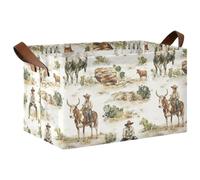 Western Cowboy Cow Cowgirl - Cestas plegables decorativas con asas, estantes, armarios, libros, para estantes, armarios, cajones, canastas para organizar, paquete de 2