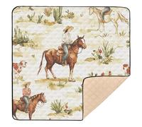 Western Cowboy Cow Cowgirl Vast Wilderness - Alfombra de juego acolchada suave para bebés para interiores y exteriores, no tóxica, tapete de actividad para bebé pequeño, 50 x 50 pulgadas