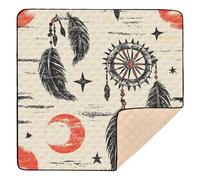 Western Cowboy Dream Catcher Tribal Star Yellow Moon Sunset Negro y Rojo Brillante Grande Elegante Baby Gym & Activity Mat para Piso Ligero Baby Kick Patadas para Bebés Niños Niños Pequeños