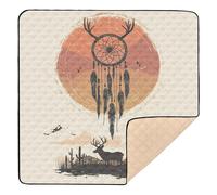 Western Cowboy Dream Catchers Tribal Deer Lindo tapete plegable para gimnasio y actividades para el suelo no tóxico para bebés y niños pequeños, 50 x 50 pulgadas