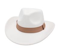 Western Cowboy Felt Hat, Suitable for Men and Women, Classic Knight Hat, Suitable for Daily Wear、Cowboy Theme Activities(White)