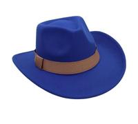 Western Cowboy Felt Hat, Suitable for Men and Women, Classic Knight Hat, Suitable for Daily Wear、Cowboy Theme Activities(Blue)
