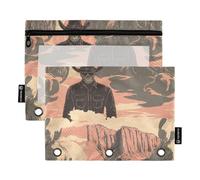Western Cowboy Horse Skull Vast Desert Pencil Bag 3 Hole Punch Binder Storage con agujeros para carpeta para suministros escolares de papelería