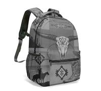 Western Cowboy - Mochila de 16 pulgadas con impresión completa 360, diseño de herradura de cactus, vaquera y rancho, mochila de viaje con flecha a cuadros rojos y negros, 03., L, Casual