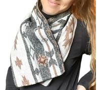 Western Cowboy Warm Neck Hood,Fall Winter Plush Thickened Neck Scarf,Outdoor Women's Neck Warmer with Snap Closure (Gray White)