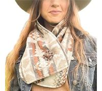 Western Cowboy Warm Neck Hood,Fall Winter Plush Thickened Neck Scarf,Outdoor Women's Neck Warmer with Snap Closure (Orange)