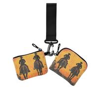 Western Cowboy Wild West Brown - Monederos para mujer, tarjeteros, protectores de tarjetas de identificación con correa de muñeca para mujer, 2 unidades, Western Cowboy Wild West Brown, 1 size, Casual