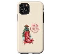 Western Cowboys, Howdy Navidad y árbol, Botas de Vaquero Carcasa para iPhone 11 Pro
