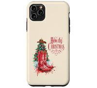 Western Cowboys, Howdy Navidad y árbol, Botas de Vaquero Carcasa para iPhone 11 Pro MAX